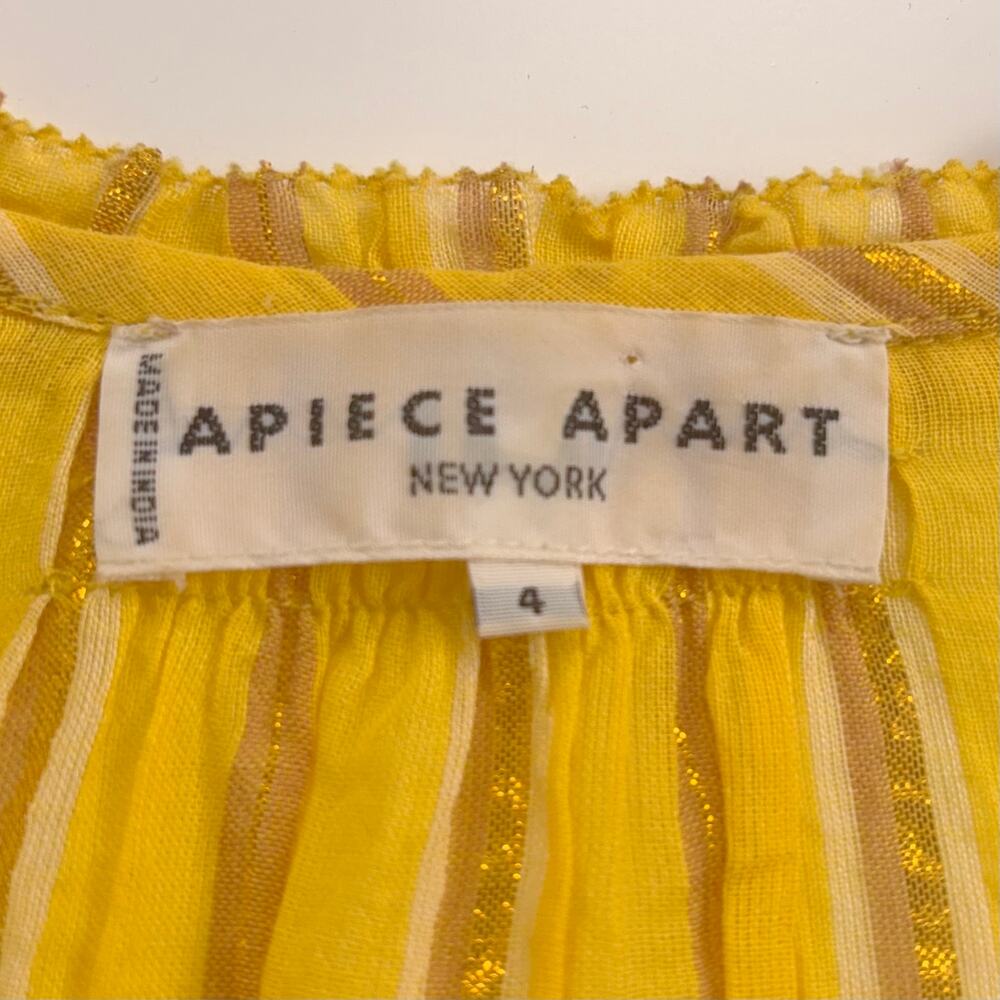 Apiece Apart Maria Del Mar Top in Yellow Metallic Stripe Size 4 - Picture 6 of 12